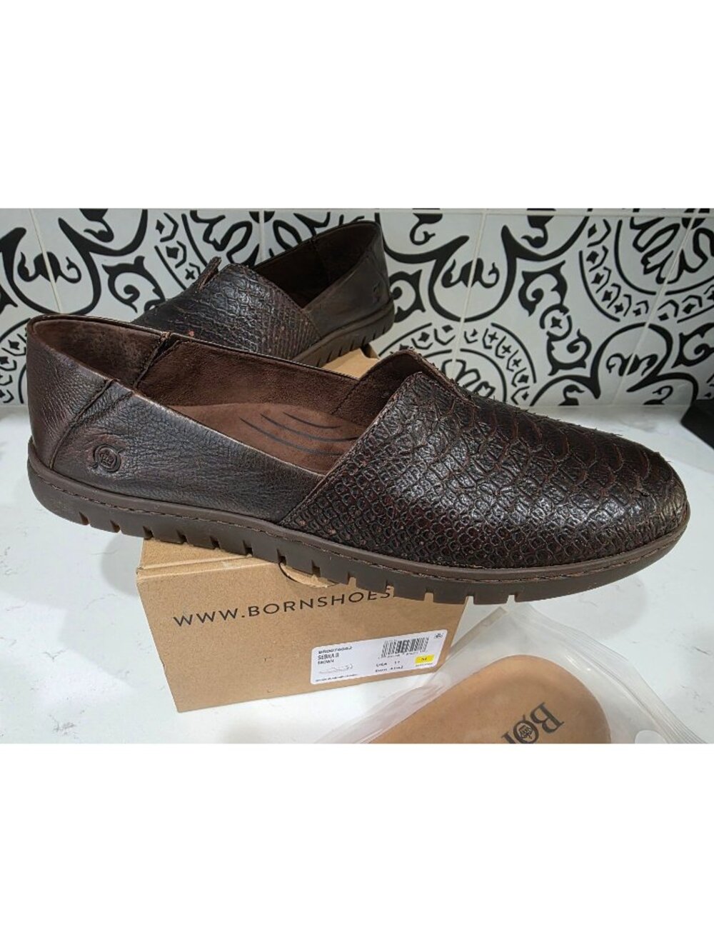 New Born Sebra II slip-on loafers brown embossed snake Italian Women's Sz 11